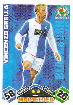 Vince Grella Blackburn Rovers 2009/10 Topps Match Attax #65